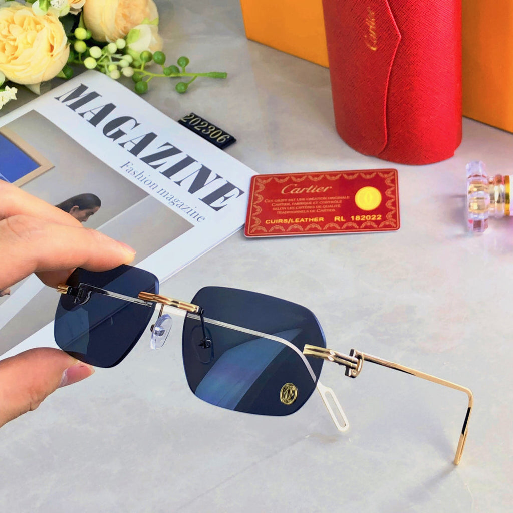 CARTIER C DE RECTANGULAR SUNGLASSES  578002 IN METAL