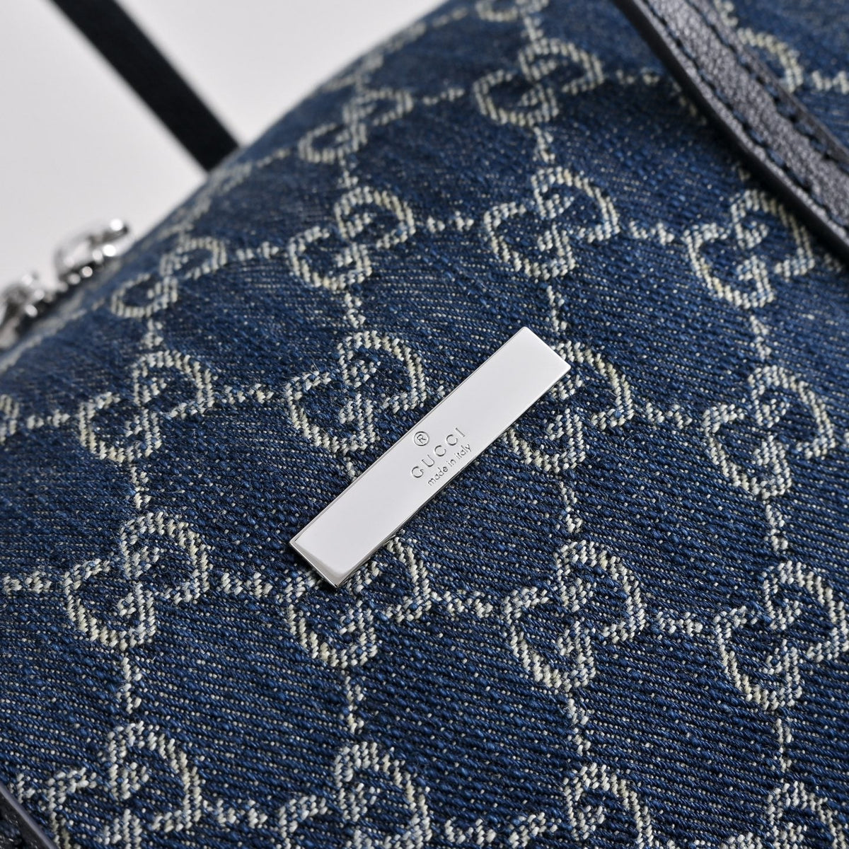 GUCCI GG Melrose Blue Denim Boston Bag-875228