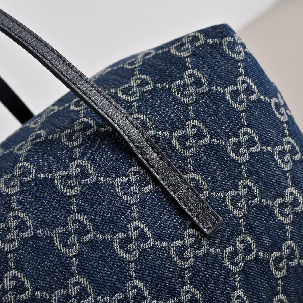GUCCI GG Melrose Blue Denim Boston Bag-875228